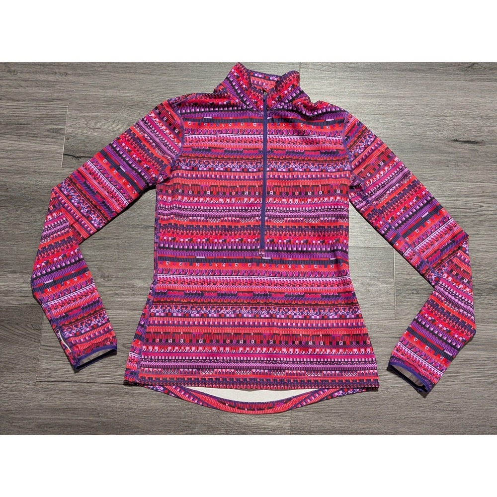 Nike Pro Women's Multi-Color Geometric Print HyperWarm Half Zip Pullover‎ Size M